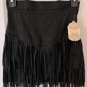 Altar’d State Black Mini Fringe Skirt
